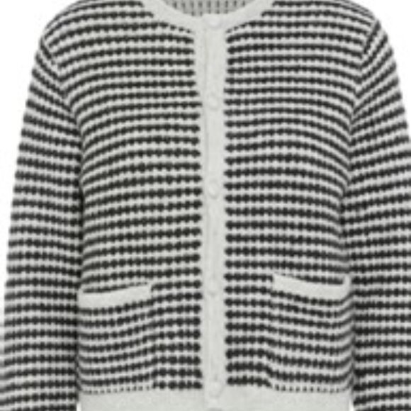 NWT Kaffe Women’s black  & White Striped Cardigan Sweater – Size Medium - Picture 11 of 12